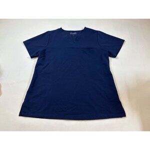 Mandala V-Neck Navy Blue Scrub Top Stretch Fabric Medium (KK282)